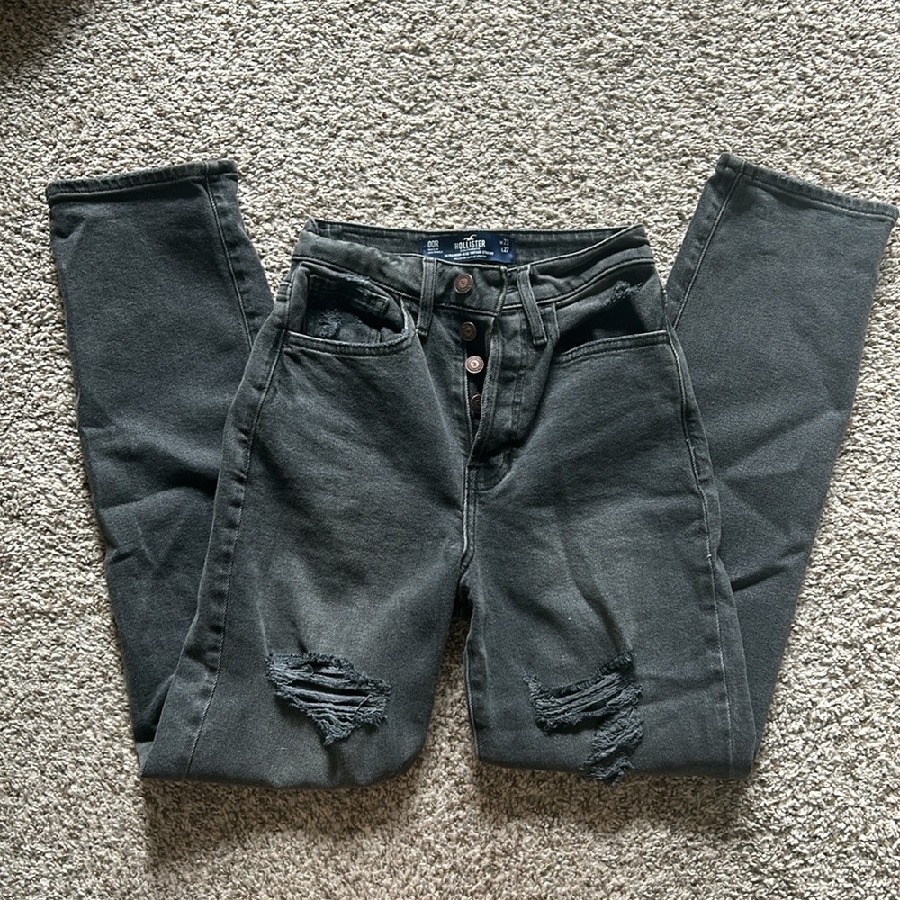 Hollister Black Straight Ripped Jeans